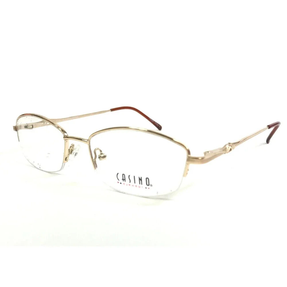 Casino Eyewear Eyeglasses Frames A-131 GOLD Rectangle Half Rim 51-16-140